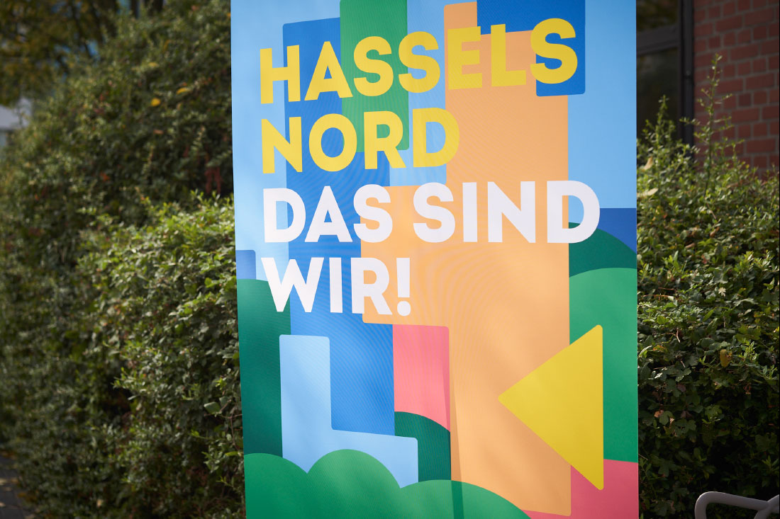 Stadtteil-Kampagne Hassels-Nord Eventfoto Roll-Up