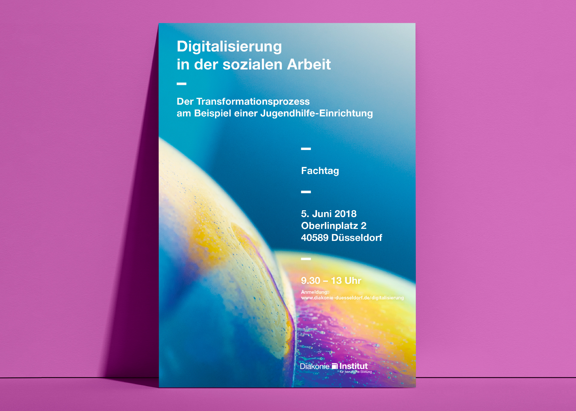 Plakat für Fachtag der Diakonie Düsseldorf zum Thema Digitalisierung in der sozialen Arbeit