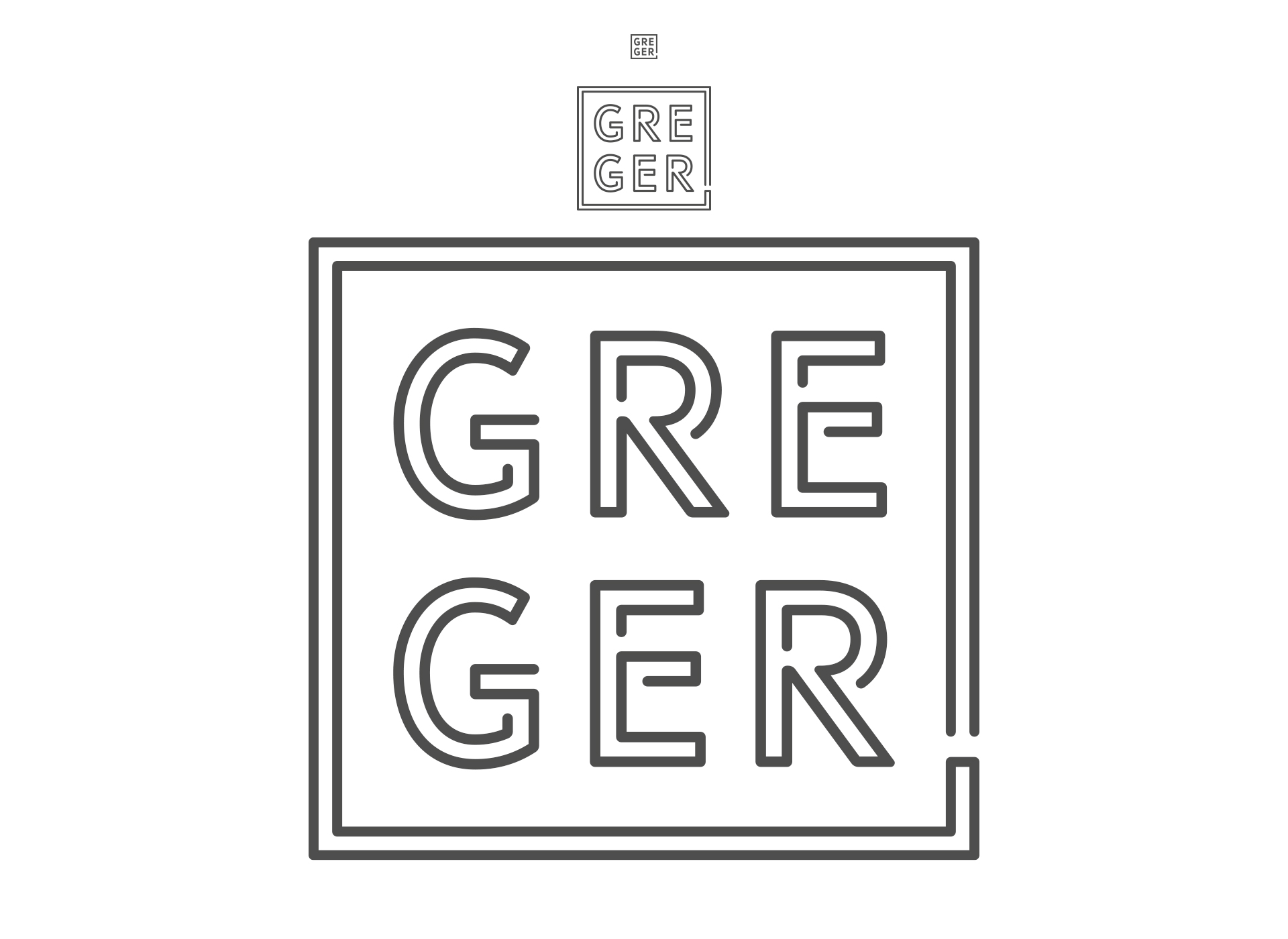 Logo "Greger" in verschiedenen Darstellungsgrößen