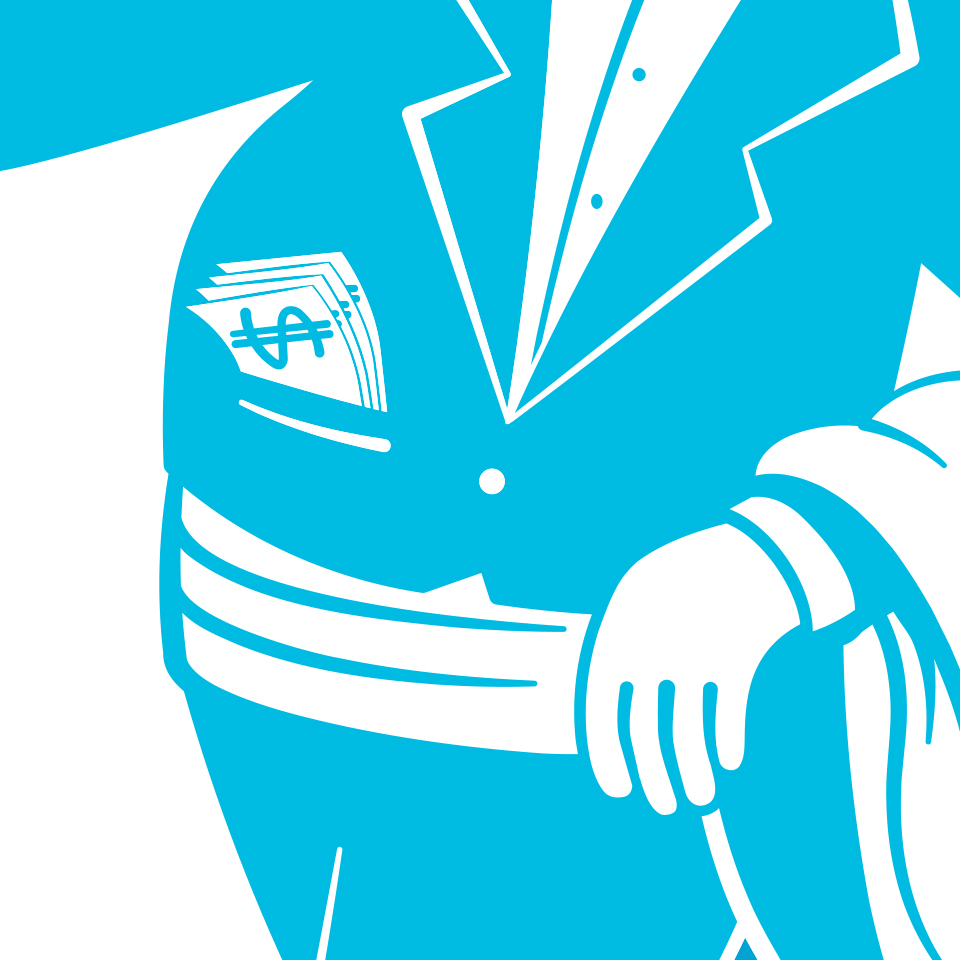 Detail des Key Visuals "Restaurant Moria" mit Fokus auf die Westentasche des Kellners voller Geldscheine