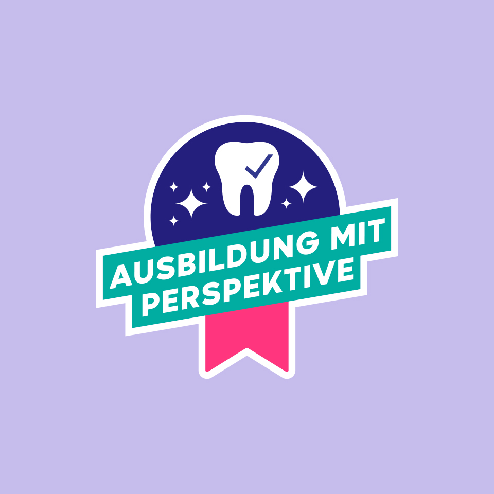 Sticker-Motiv der ZFA-Kampagne mit dem Slogan ‚Ausbildung mit Perspektive‘.