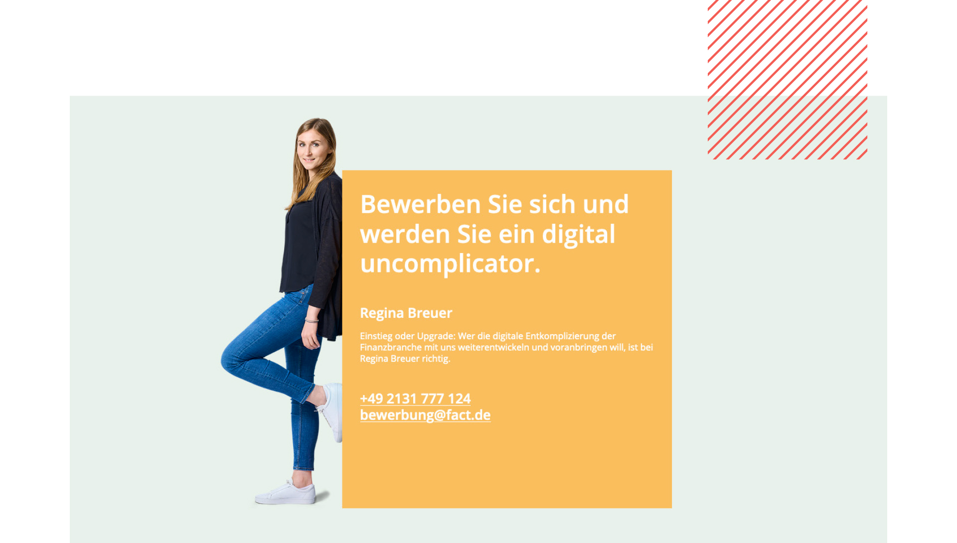 Frau steht neben Textfeld mit Jobaufruf